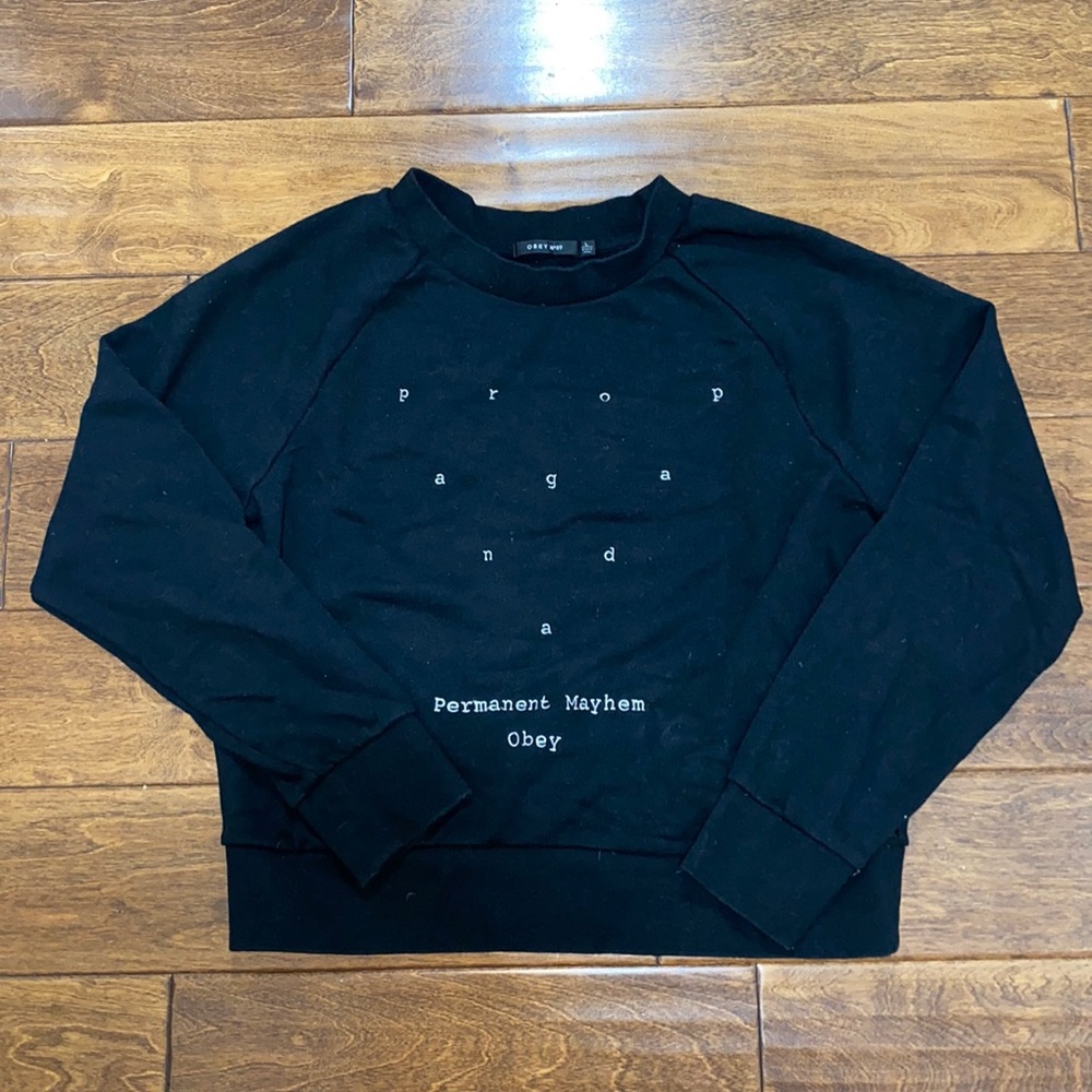 Obey raglan pull over sweatshirt  with embroidery